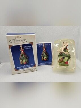 New Hallmark Nature Sketchbook Series Bastin Birdhouse 2003 Ornament bird Green